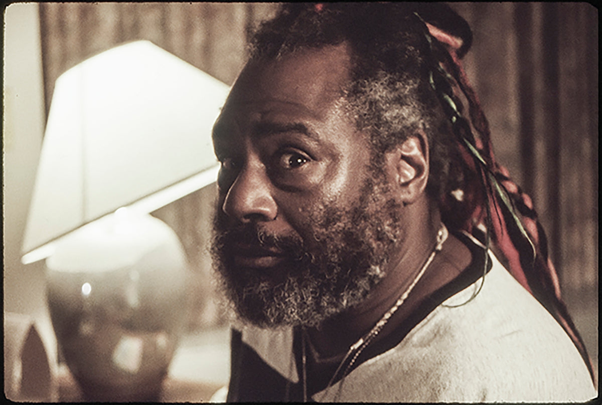 George Clinton in Hotel Room - Cambridge, MA - 1996 - Photo by John Veit - Total size with frame 10" X 8"