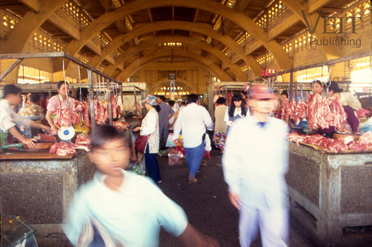 Phnom Penh, Cambodia - Meat Market Scene, 1997 - Photo by John Veit - Total size with frame 39.75" X 27.75"
