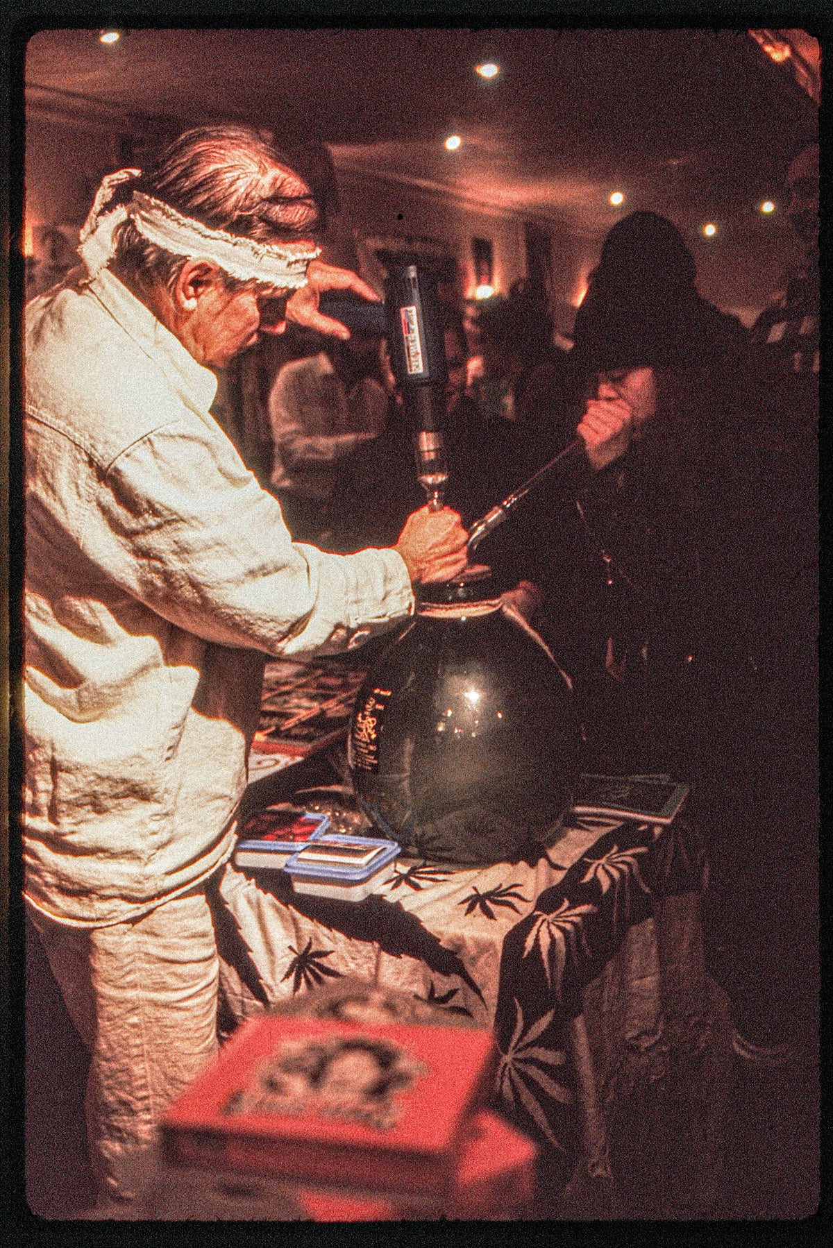 Eagle Bill Amato Debuts Vaporizer at Cannabis Cup - Amsterdam - 1996 - Pax Party House - Photo by John Veit