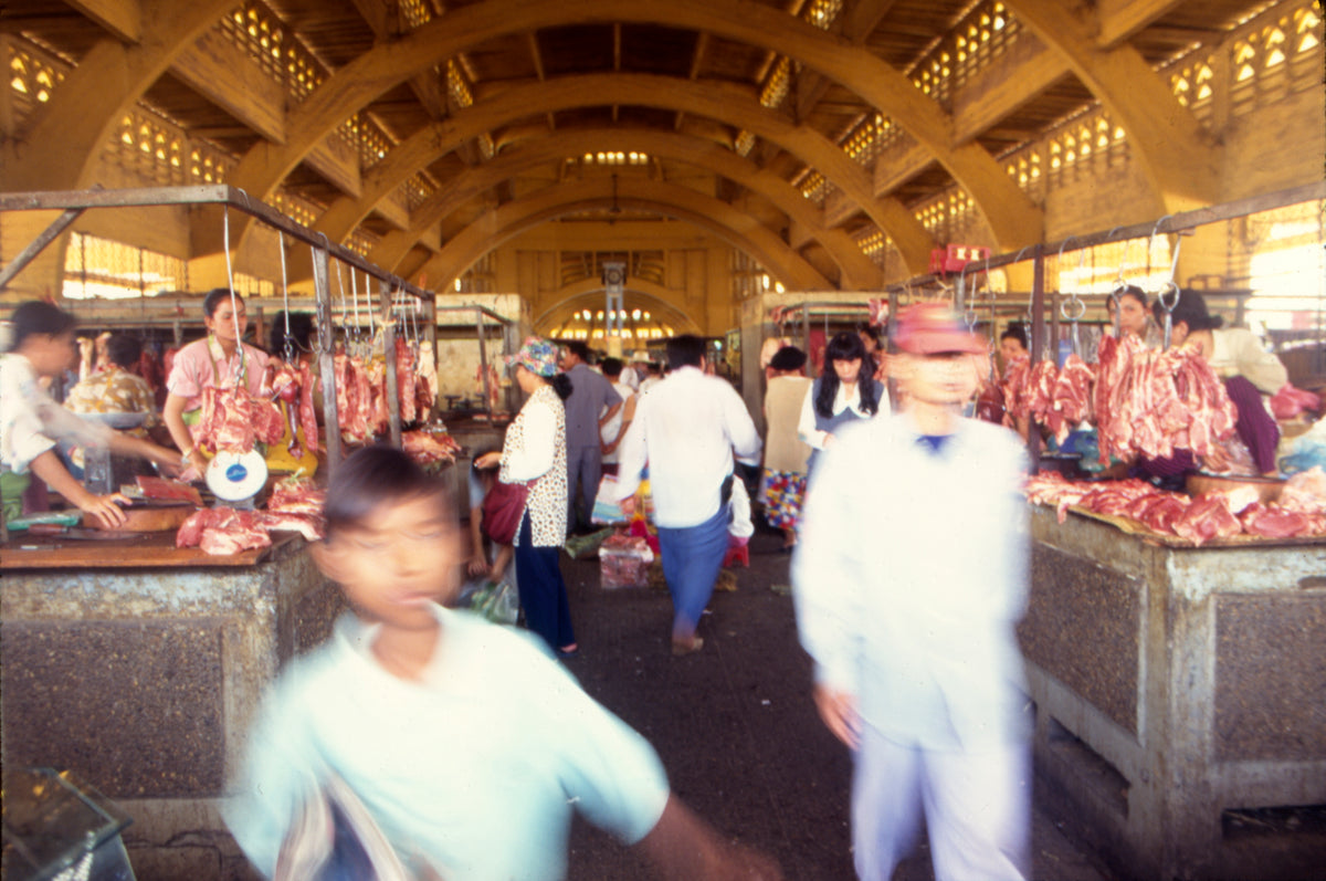 Phnom Penh, Cambodia - Meat Market Scene, 1997 - Photo by John Veit - Total size with frame 39.75" X 27.75"