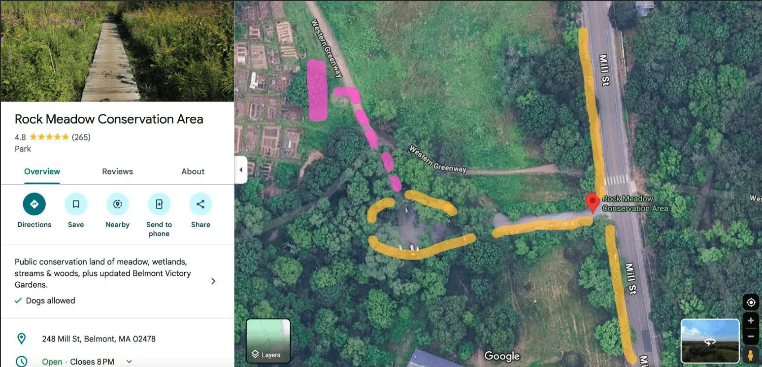 Rock Meadow Conservation Area map overview.