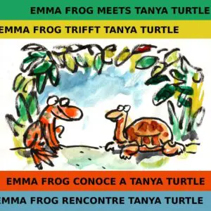 Emma Frog meets Tanya Turtle in a colorful cartoon scene.